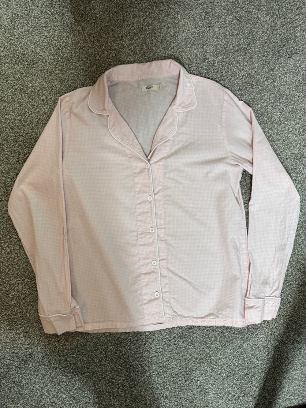 UGG 100% Cotton Light Pink Button-Front Pajama Top